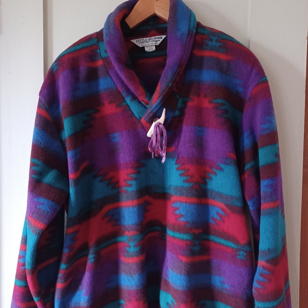 Vtg Little Big Horn Shirt Co Fleece Pullover, Men's Large